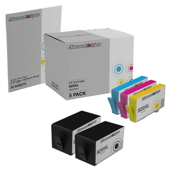 DI Ink Cartridge Replacements for HP 920XL 5pk HY Compatible Model: HP OfficeJet: 6000, 6500, 6500a, 6500a Plus, 7000 Wide Format, 7500a