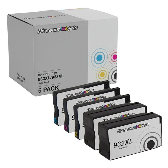 DI Ink Cartridge Replacements for HP 933XL 932XL 5pk HY Compatible Model: HP OfficeJet: 6100, 6600, 6700, 7110 ePrinter, 7510, 7610, 7612, 7620