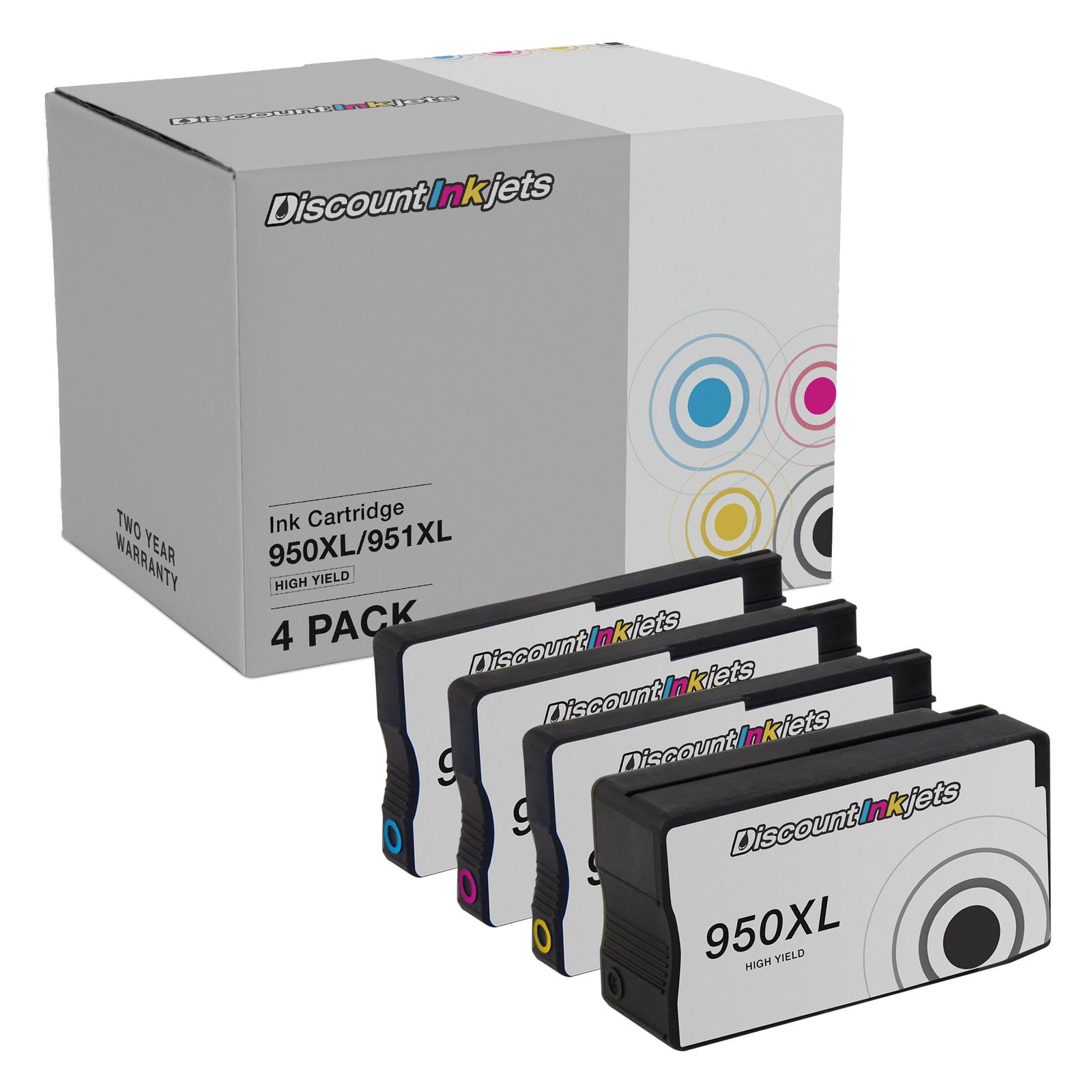 DI Ink Cartridges for HP 950XL & 951XL (Black, Cyan, Magenta, Yellow, 4pk) Compatible with: HP OfficeJet 8600 HP OfficeJet Pro: 251dw, 276dw MFP, 8100, 8600, 8600 Plus, 8600 Premium, 8610, 8615