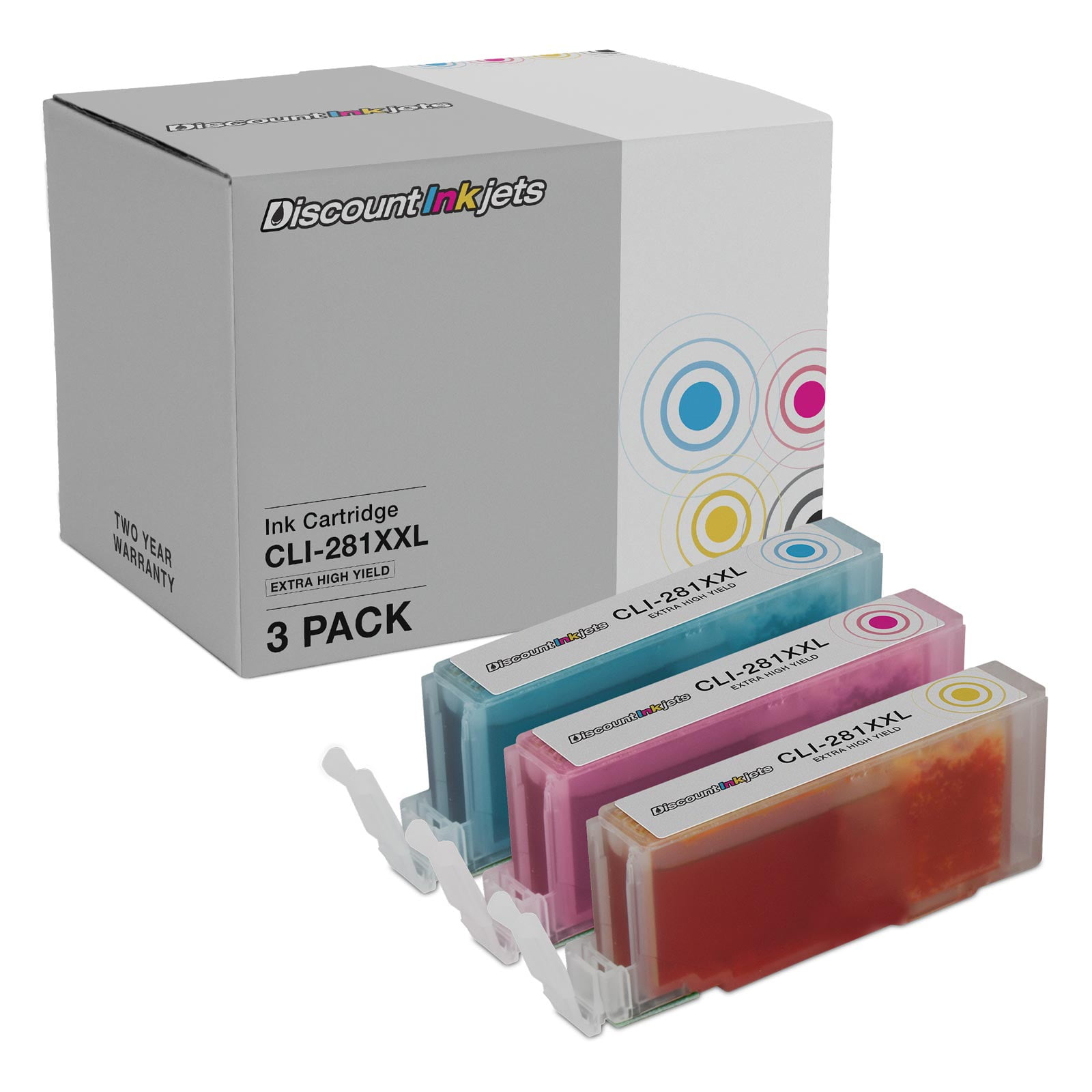 DI Ink Replacement for Canon PGI-280XXL, CLI-281XXL (MultiColor - 3pk) Compatible with Canon PIXMA: TS8120, TS8220, TS8320, TS9120, TS9520, TS9521C, TS8120