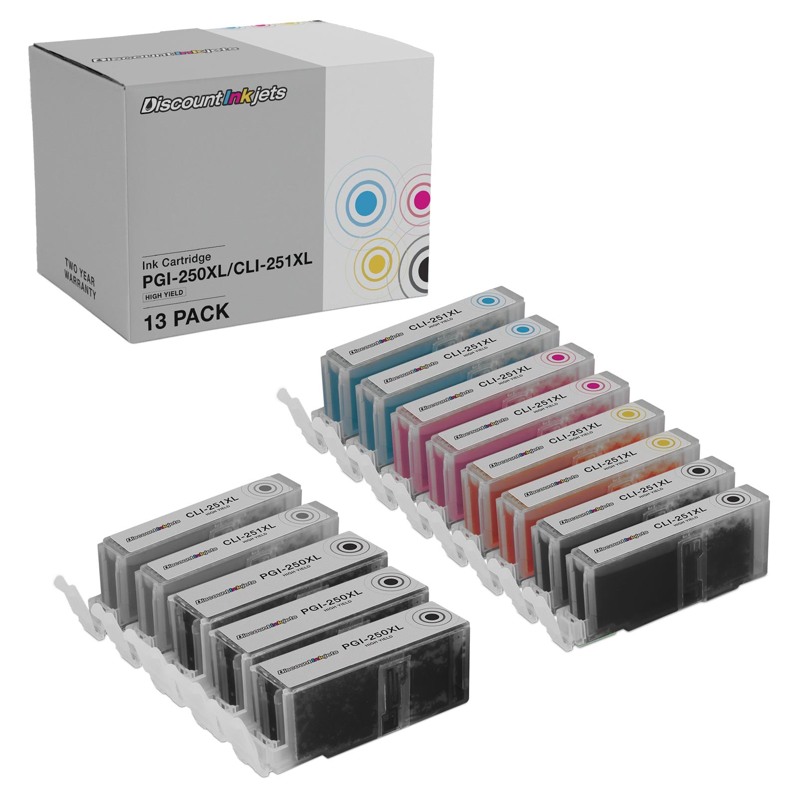 DI Ink Replacement for Canon PGI250XL, CLI-251XL (Combo Set - 13pk) Compatible with Canon: Pixma MX922, MG5420, MG6320, MX722, iP7220, MG5422, MG7120