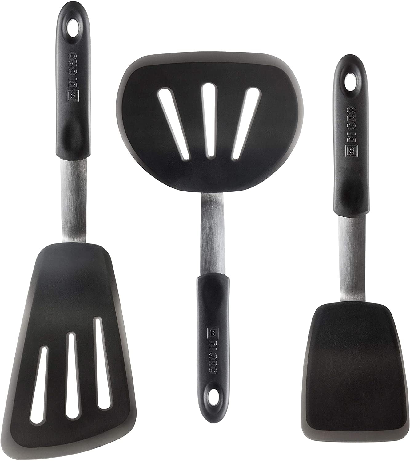 Beijiyi silicone spatula turner set of 3, beijiyi 600f heat resistant  rubber cooking spatulas for nonstick cookware, large flexible k