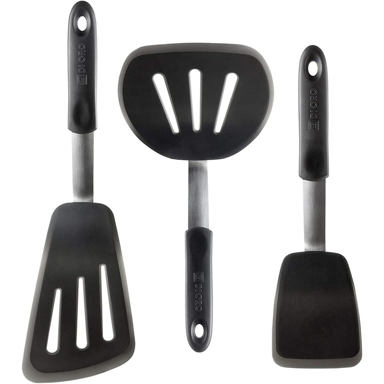 Silicone Spatula Turner Set of 3, Beijiyi 600AF Heat Resistant Cooking Spatulas for Nonstick Cookware, Large Flexible Kitchen Utensils BPA Free Rubber