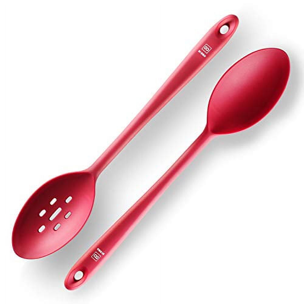 Elane 8 Pcs Silicone Cooking Spoons Slotted Spoons Mixing Spoon Heat Resistant Spoons for Kitchen Cooking Baking Serving Stir
