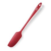 DI ORO Seamless Series Long Handle Silicone Jar Spatula - BPA Free Pro-Grade 600ºF Heat-Resistant Non-Stick Rubber Spatula - Silicone Scraper for Jars and Blenders - Versatile Kitchen Tool (Red)