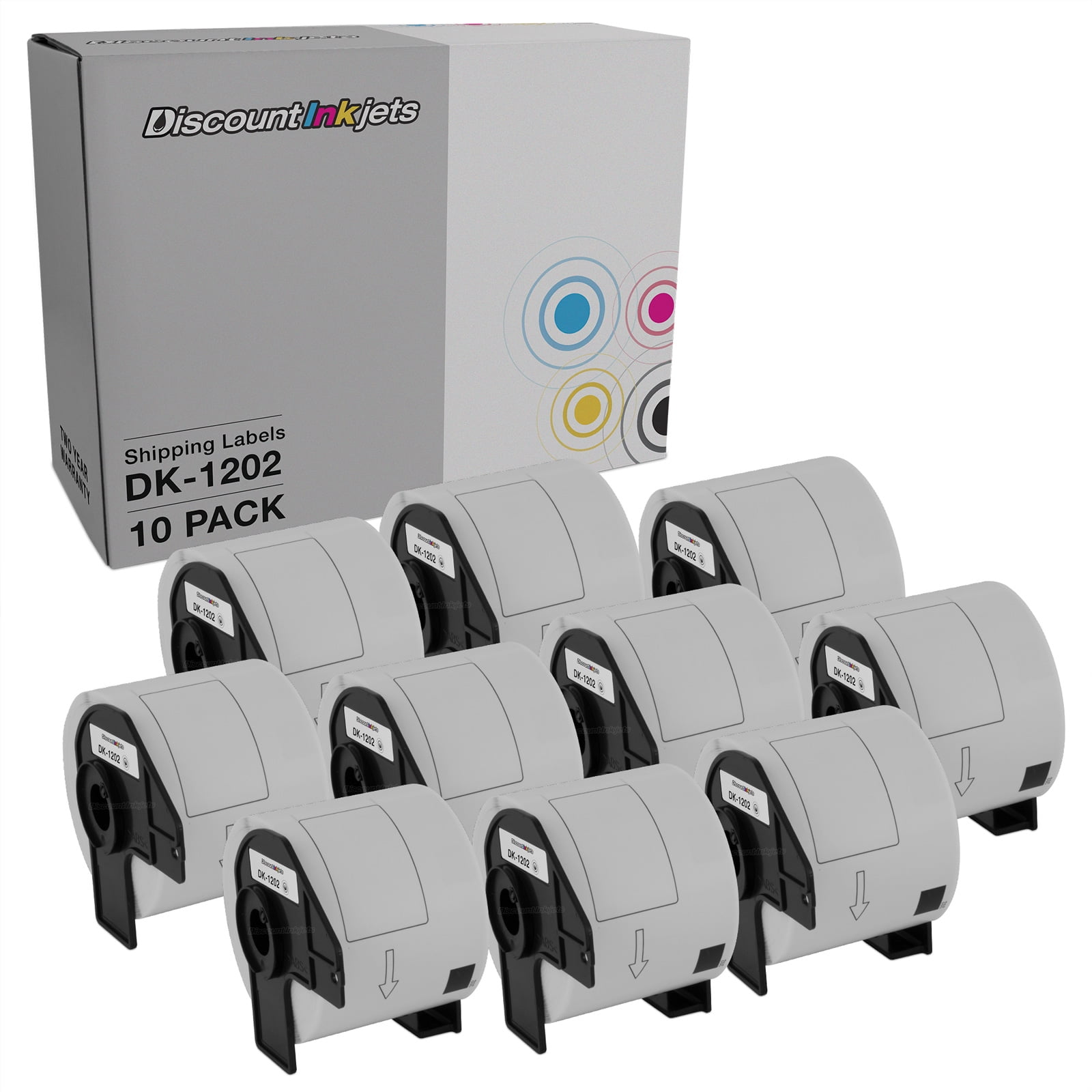 DI P-Touch Shipping Label Replacements Brother DK-1202 2.4" x 3.9" in 10pk Compatible with P-Touch: QL-1050, QL-1050N, QL-1060N, QL-500, QL-500EC, QL-550, QL-570, QL-570VM, QL-580N, QL-650TD