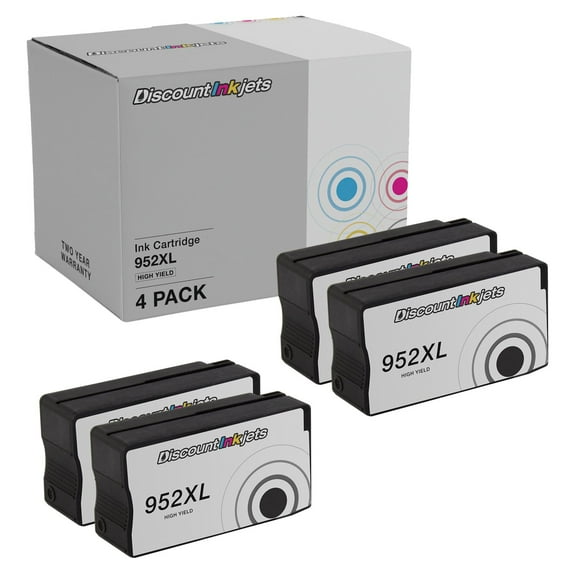 DI Replacements for HP 952XL Ink Cartridges 952 XL F6U19AN HY (Black, 4pk) Compatible with OfficeJet: 7740, 8702, 8715 OfficeJet Pro: 7740, 8210, 8216, 8218, 8710, 8714, 8716, 8717, 8718, 8720, 8724