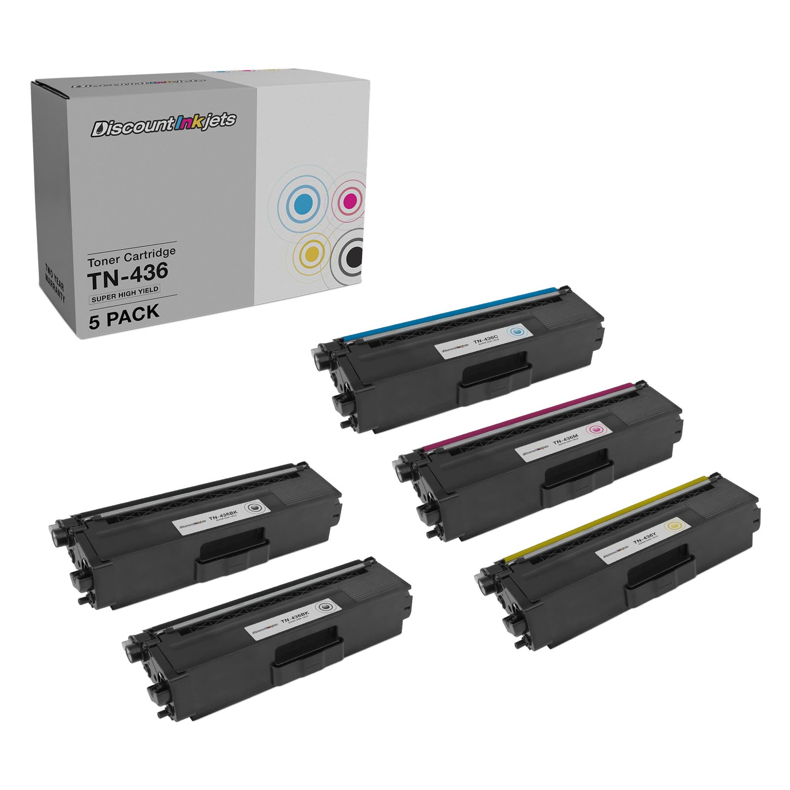 DI Toner Cartridge for Brother TN436 TN433 TN431 Super HY 2 B, C, M, Y 5pk Compatible with Brother HL-L8360CDW, HL-L8360CDWT, HL-L9310CDW, HL-L9310CDWTT & MFC-L8900CDW, MFC-L9570CDW, MFC-L9570CDWT