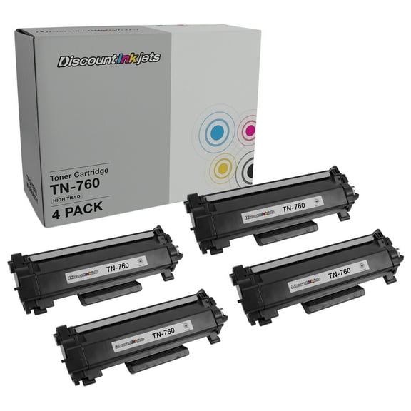 DI Toner Cartridge for Brother TN760 Black 4pk HL-L2370 MFC-L2730 MFC-L2750 Compatible with: HL-L2370DW, HL-L2370DW XL, MFC-L2730DW, MFC-L2750DW, MFC-L2750DW XL