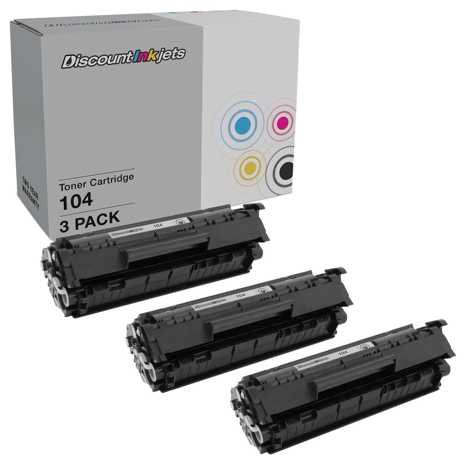 DI Toner Cartridge Replacement for 104 0263B001AA (Black, 3-Pack) Compatible with FaxPhone L120, L90, L140 imgaeCLASS MF4150, MF4270, MF4350d, MF4690