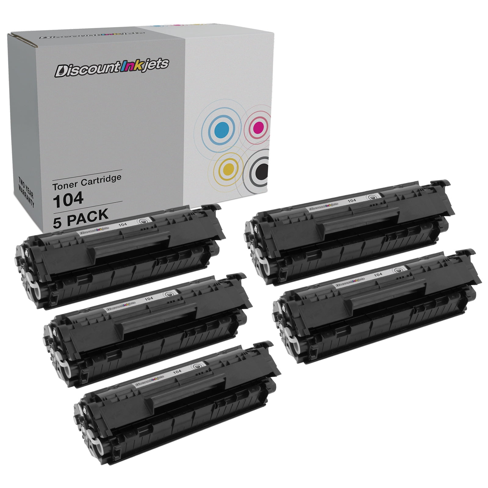 DI Toner Cartridge Replacement for 104 0263B001AA (Black, 5-Pack) Compatible with FaxPhone L120, L90, L140 imgaeCLASS MF4150, MF4270, MF4350d, MF4690