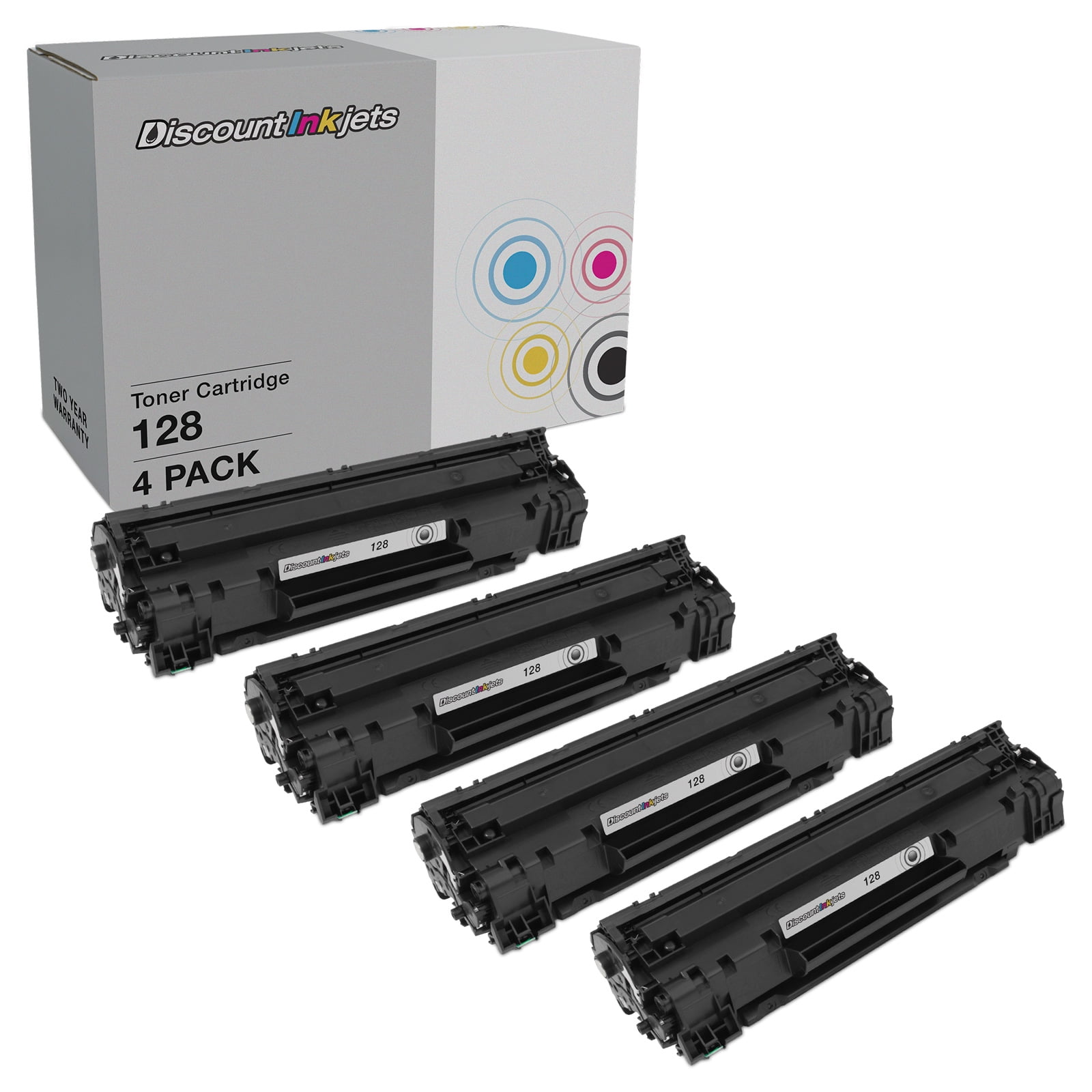 DI Toner Cartridge Replacement for Canon 128 3500B001AA (Black, 4-Pack) Compatible with FaxPhone: L100 & L190 imageCLASS: D530, D550, MF4412, MF4420n