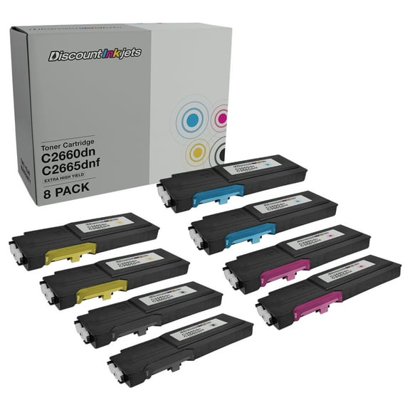DI Toner Cartridge Replacement for Dell C2660dn C2665dnf EHY (Combo Set, 8pk) Compatible with Dell Color Laser C2660dn & C2665dnf
