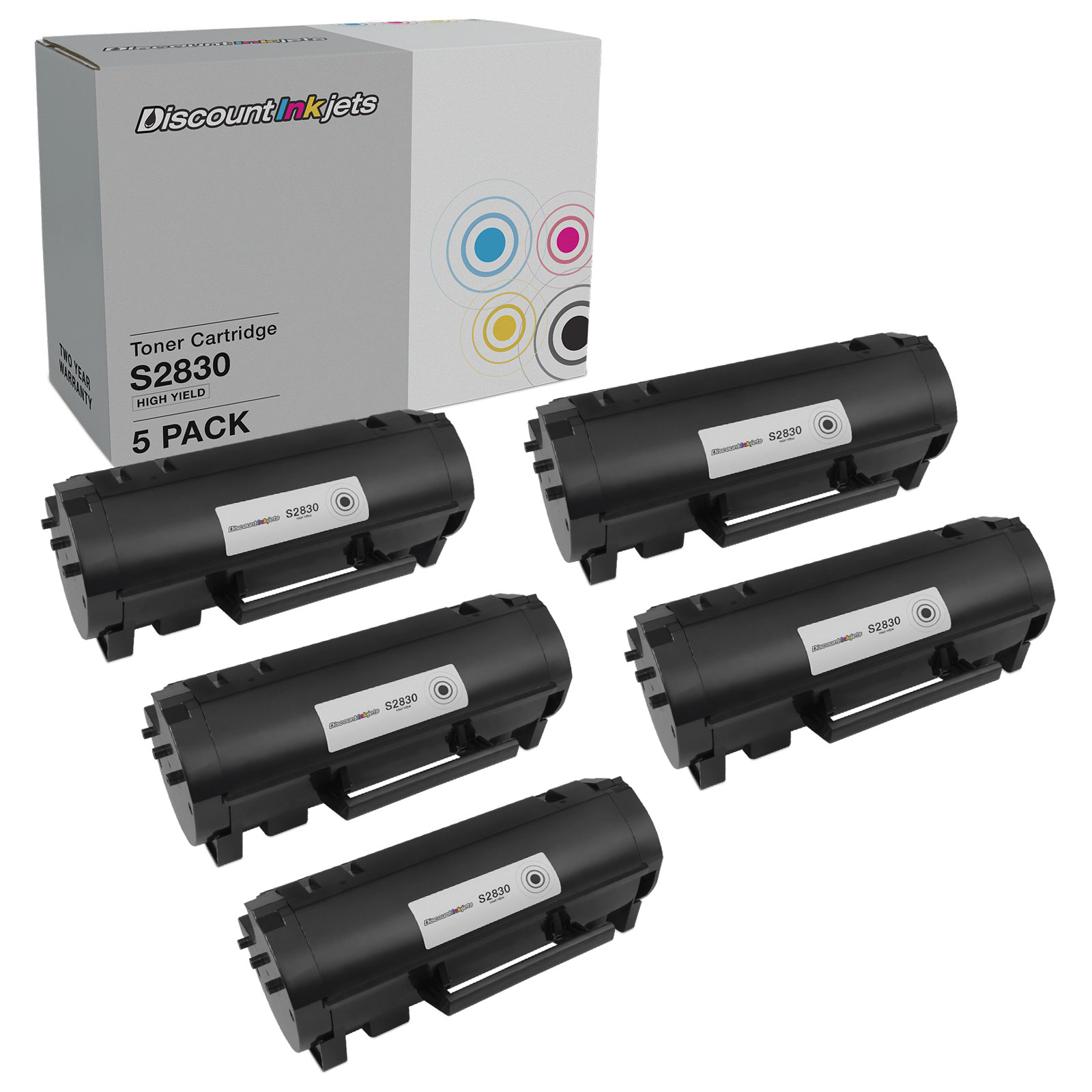 DI Toner Cartridge Replacement for Dell S2830dn 593-BBYP HY (Black 5-Pack) Compatible with Dell Laser S2830dn