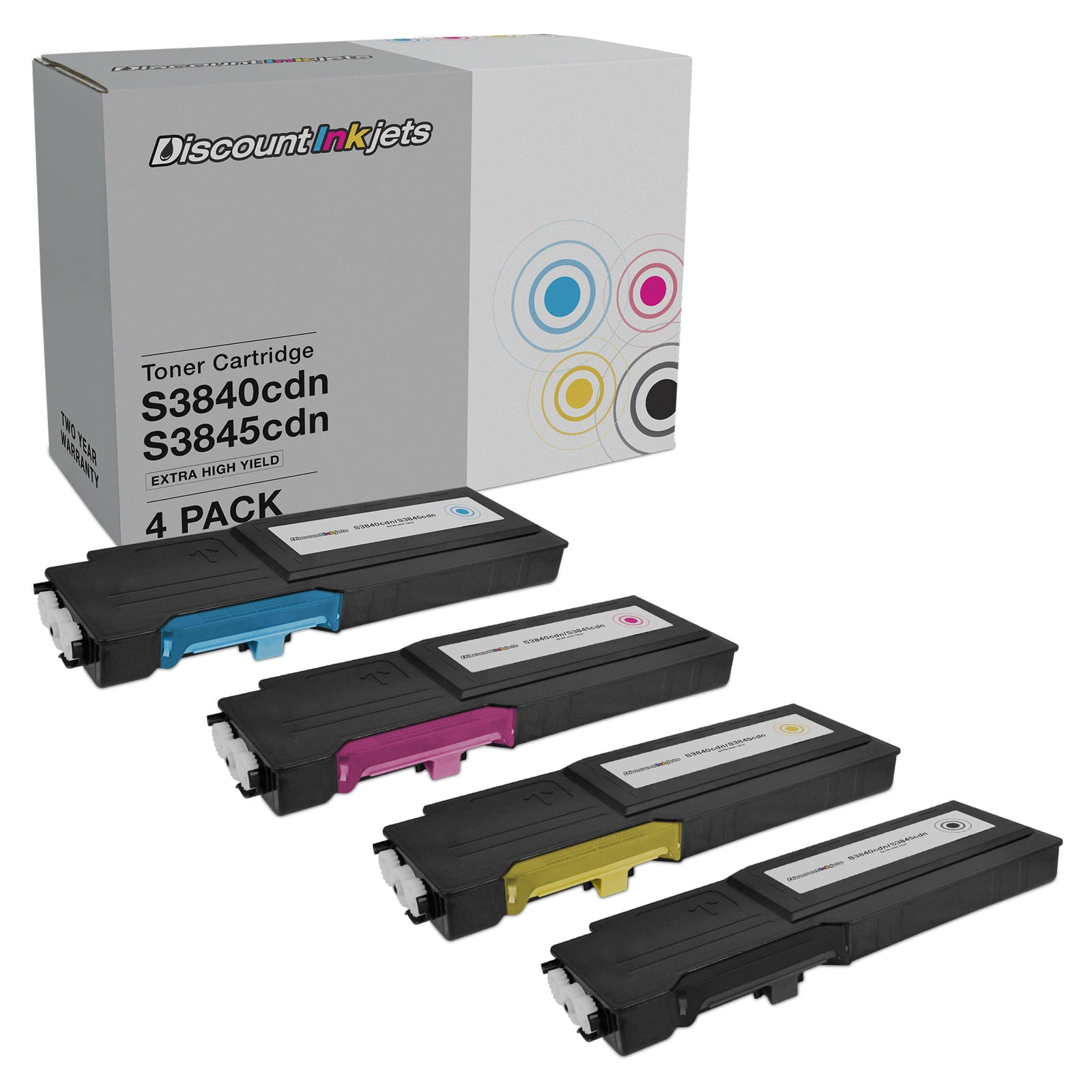 DI Toner Cartridge Replacement for Dell S3840cdn, S3845cdn EHY (B, C, M, Y 4pk) Compatible with Dell Color Laser MFP S3845cdn, S3840cdn