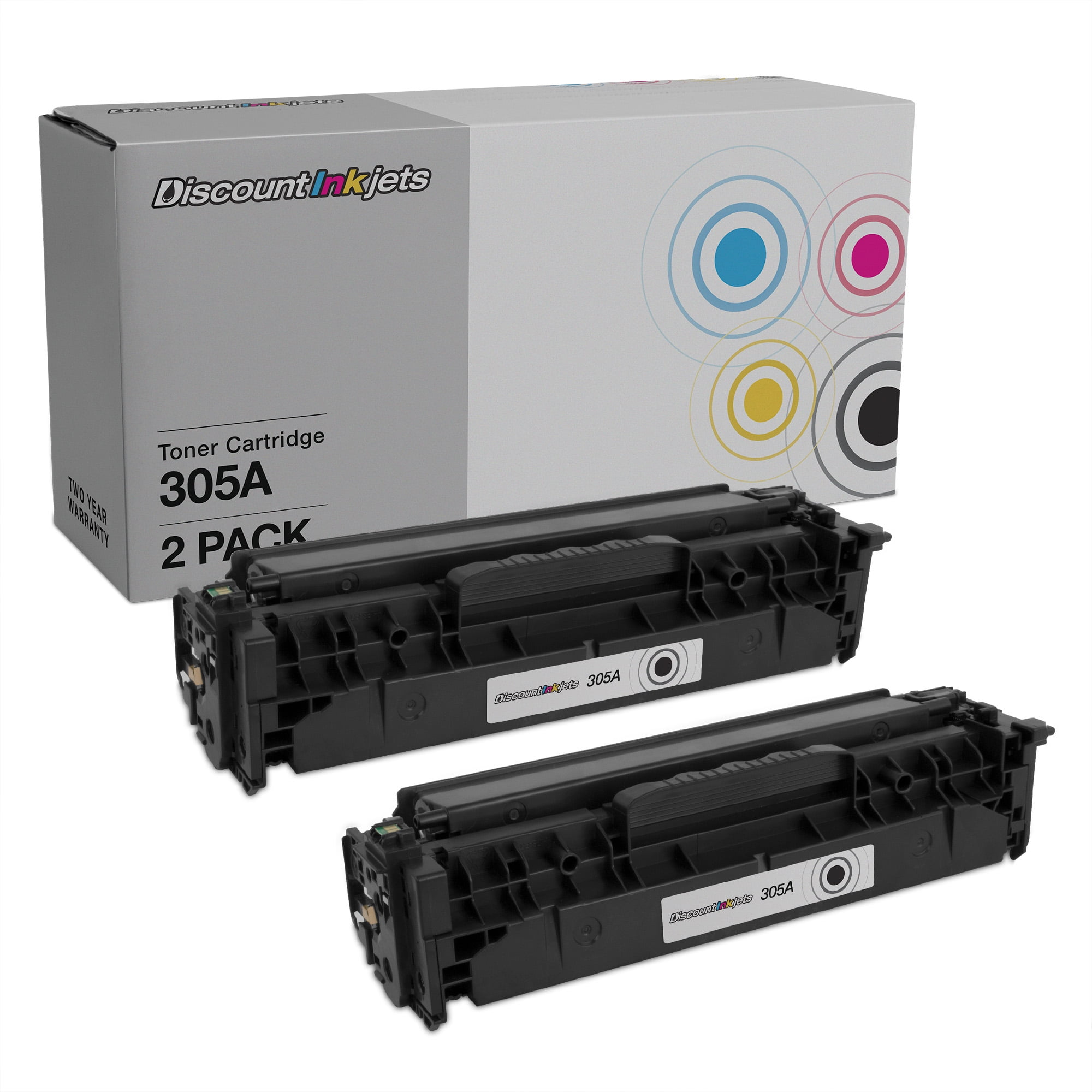 DI Toner Cartridge Replacement for HP 305A CE410A (Black, 2-Pack) Compatible with Color LaserJet Pro 300, LaserJet Pro 400, M451dn, M451dw, M475dw