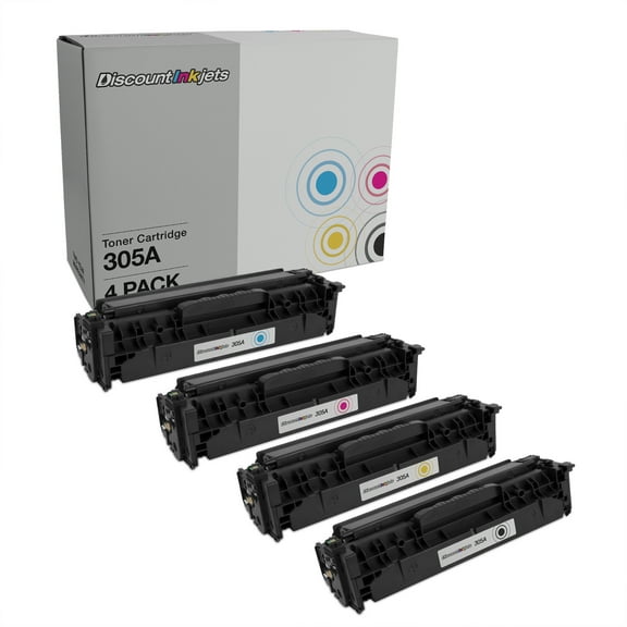 DI Toner Cartridge Replacements for HP 305A (Black, Cyan, Magenta, Yellow) Compatible with Color LaserJet Pro 300, LaserJet Pro 400, M451dn, M451dw, M475dw