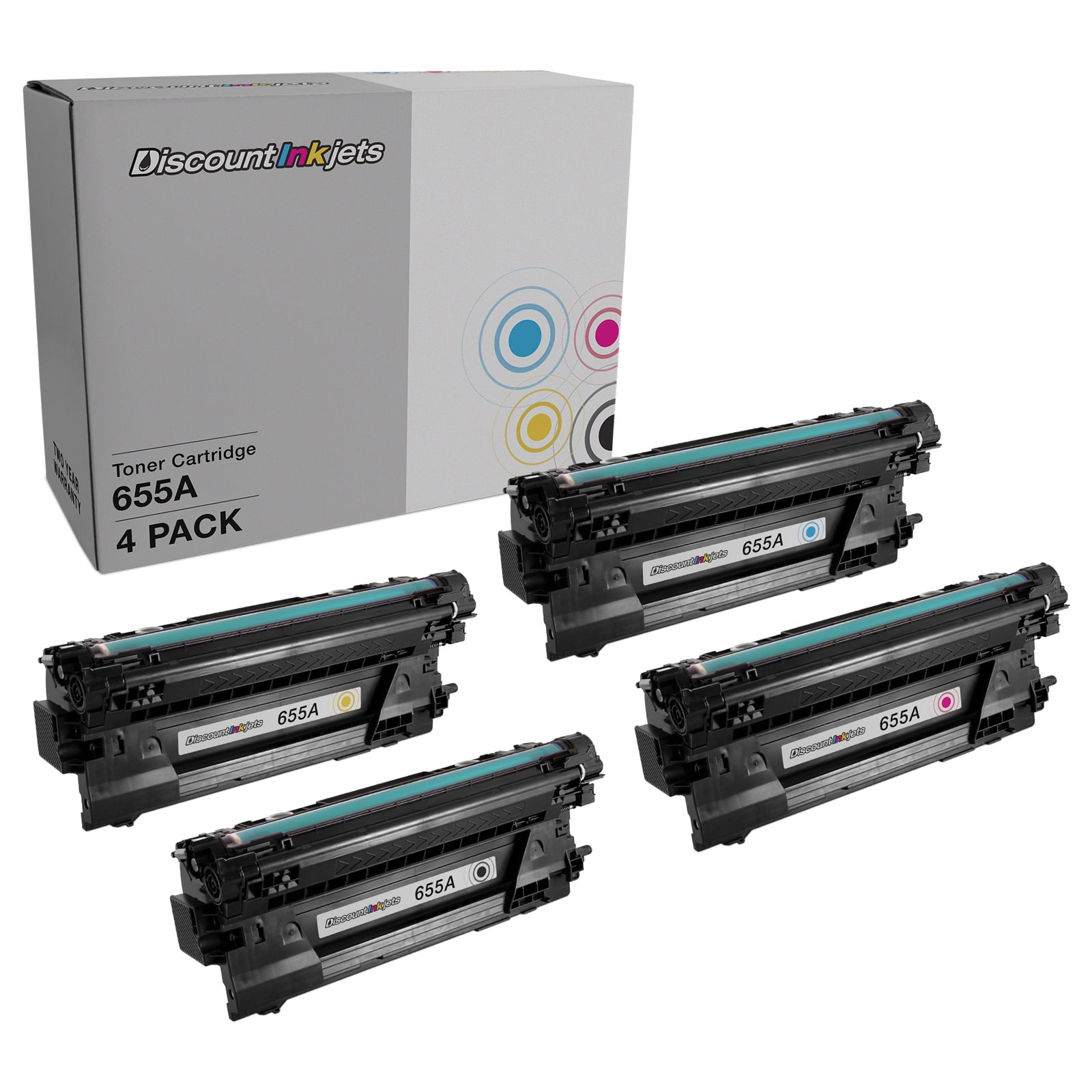 DI Toner Cartridge Replacements for HP 655A (Black, Cyan, Magenta, Yellow) Compatible with M653dh, M653dn, M653x, M682, M681, M682, M652dn, M652n, M681, M681dh