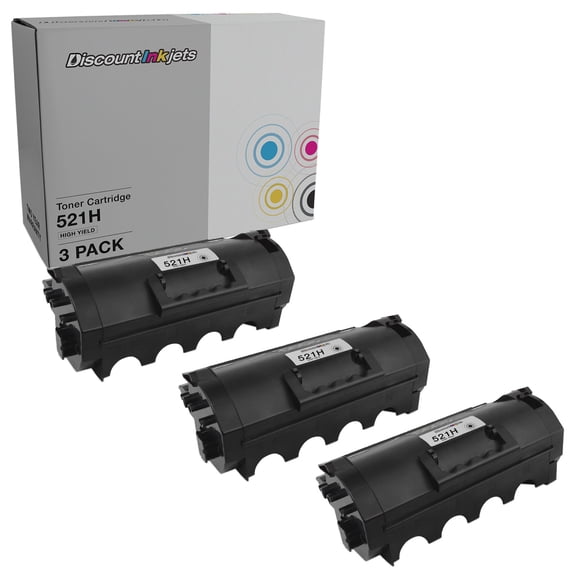 DI Toner Cartridge Replacements for Lexmark 521H 52D1H00 HY (Black, 3-Pack) Compatible with the following Lexmark MS printers: MS810de, MS810dn, MS810dtn, MS810n, MS811dn, MS811dtn, MS811n