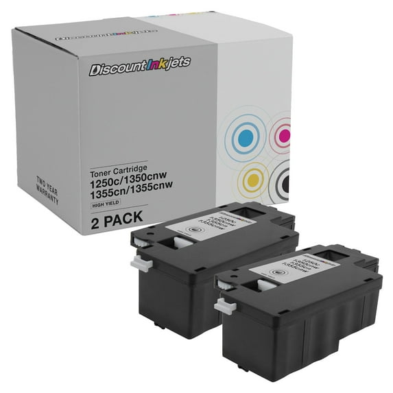 DI Toner Cartridge for Dell 1250 HY (Black, 2pk) Compatible with C1760nw, C1765nf, C1765nfw, 1250C, 1350cnw, 1355cn, 1355cnw