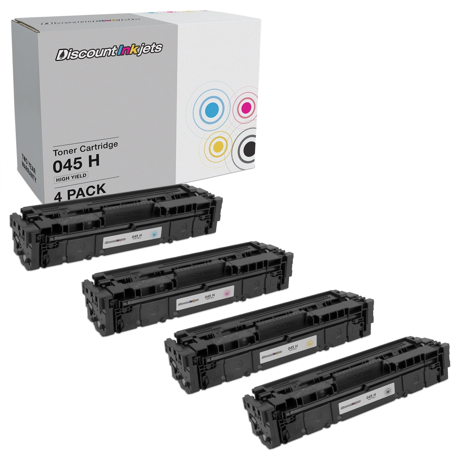 DI Toner Cartridges for Canon 045H (Black, Cyan, Magenta, Yellow, 4pk) Compatible with Canon Color ImageCLASS MF634Cdw, MF632Cdw, LBP612cdw