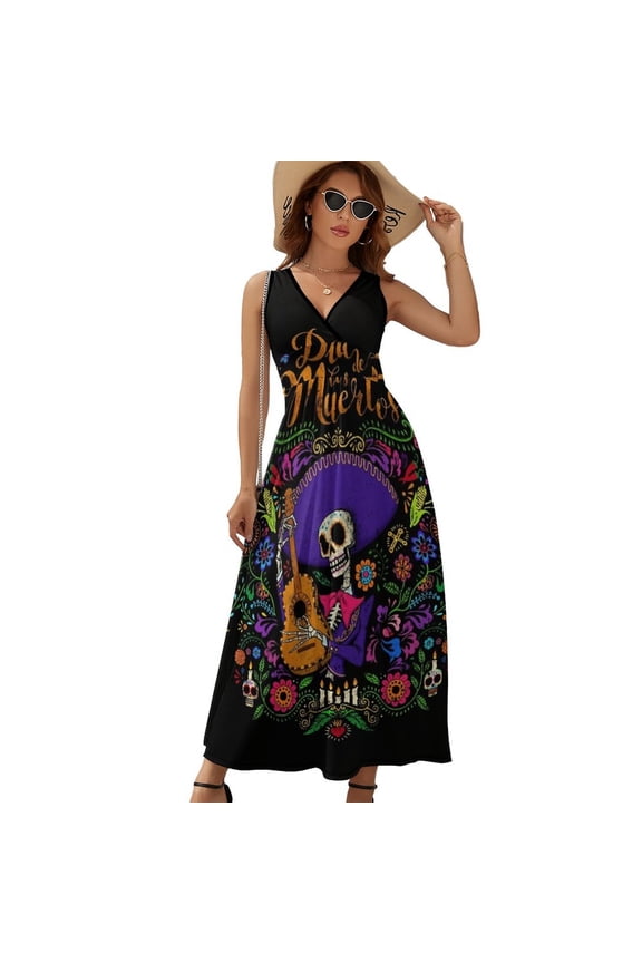 DIA DE LOS MUERTOS Mexico Sleeveless Dress Summer Women Clothes Dress for Pregnant Women Dresses