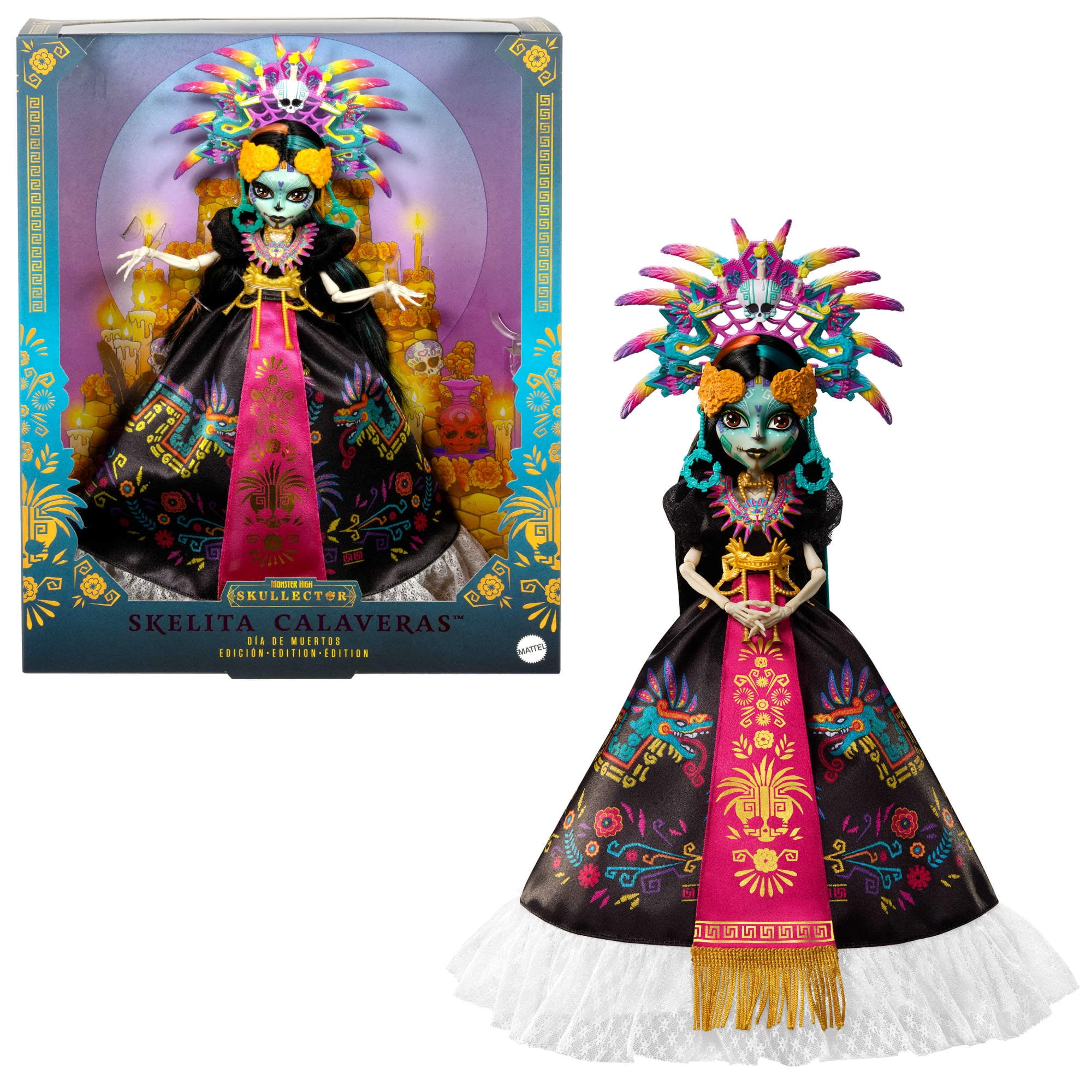 Monster High Skelita Calaveras Collectible Doll, Día de Muertos 2025, Aztec-Inspired Gown