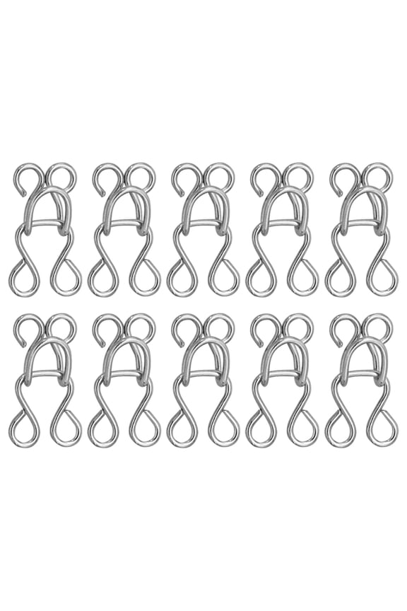 HEMOTON Silver Metal Hooks and Eyes Closure Set Durable Fasteners for Bag Use Bra Skirts 100pcs