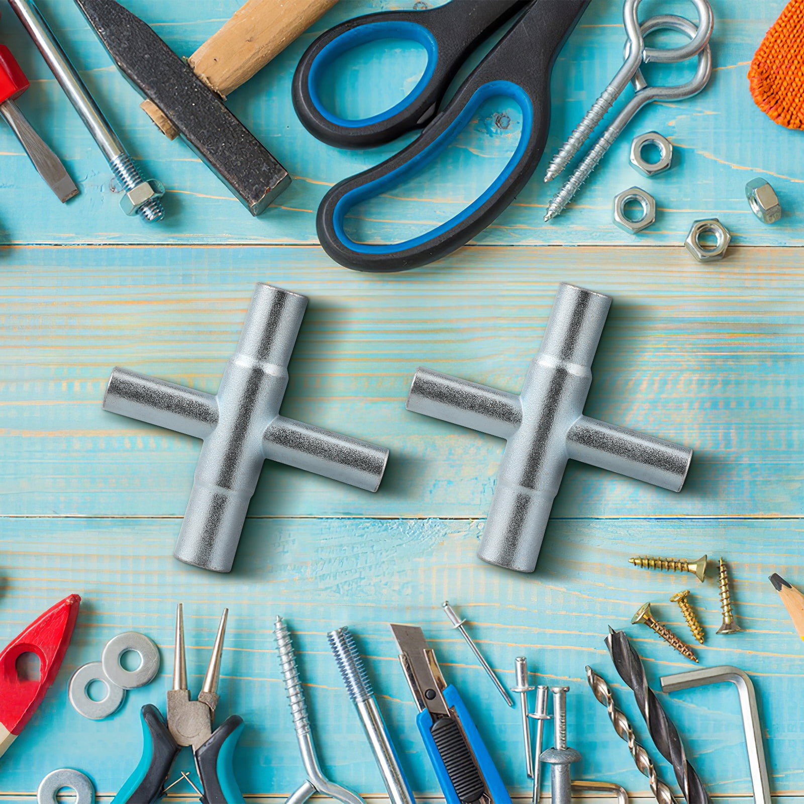DIAEDGE 2 Pcs Spigot Key Water Shut Off Key Steel Water Spigot Key Wrench Faucet Key Shower Valves Tool