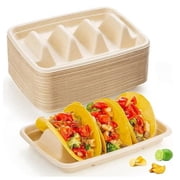 25-Pack Disposable Taco Holder Plates for Tacos, Burritos, and Snacks - Single-Use Paper Serving Plates Perfect for Parties and Events