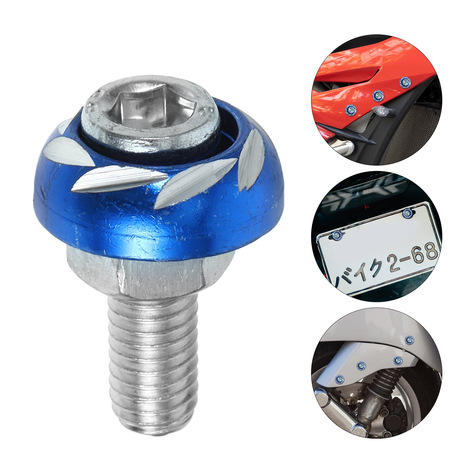 DIAEDGE 4pcs License Plate Screws Motorbike License Plate Screw Caps Decoration Motorcycle Accessory