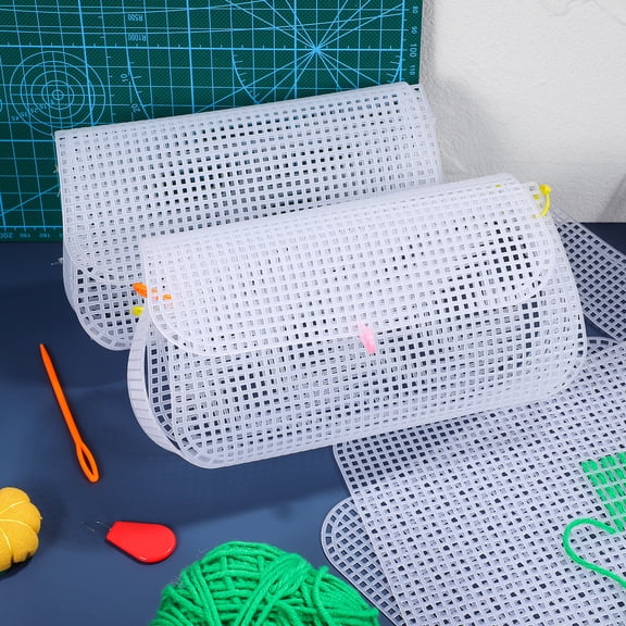 4pcs Clear Plastic Mesh Canvas Sheets for Embroidery, Needlepoint, Purse Crafting, Crossbody Bag Sewing, Acrylic Yarn Crochet Projects