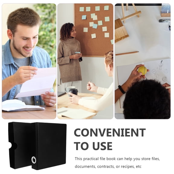HEMOTON Black Binder Cover with 2 , PP Material, Reusable Card Pockets, Easy-to-Use Home and Office Organizer