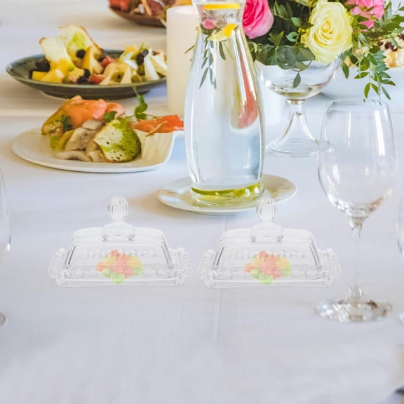 SOPOTUTU Butter Storage Dish Elegant Glass Transparent 1Pcs