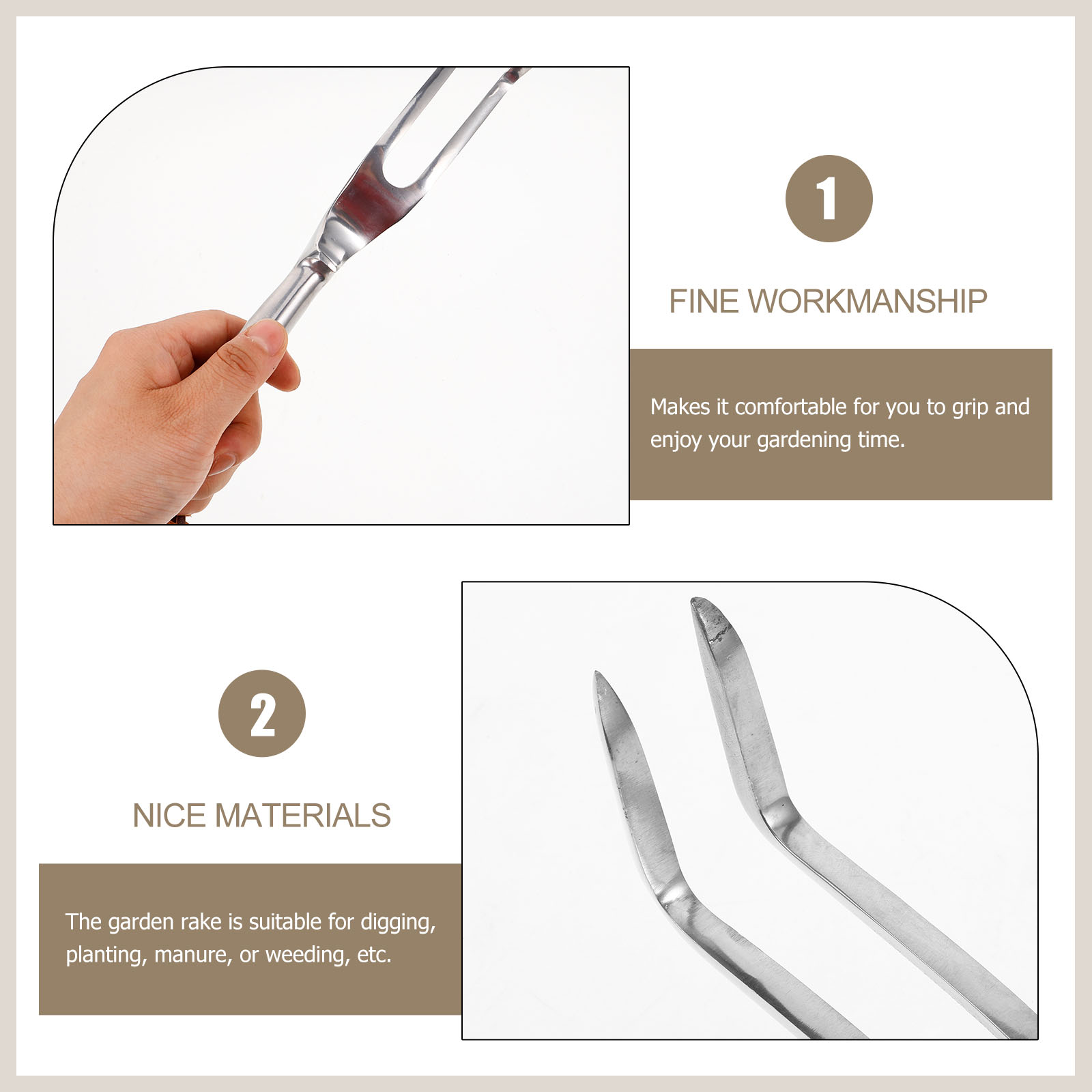 DIAEDGE Hand Shrub Rake Small Grip Hand Rake Small Garden Planting Rake ...