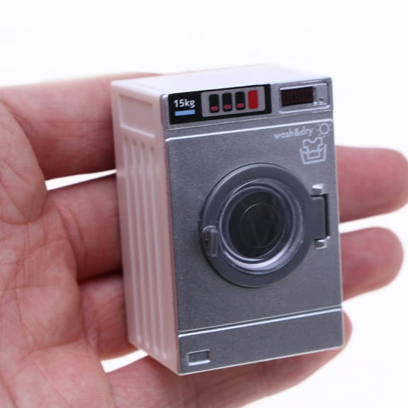 DIAEDGE Miniature Dollhouse Washing Machine Toy Realistic Washer Dryer Kids' Pretend Play Models for Dollhouse Laundry Room Furniture Accessories