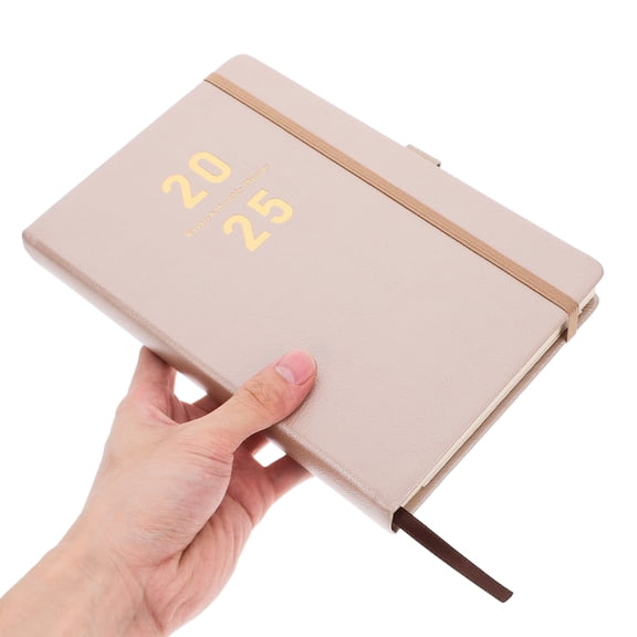 HEMOTON Portable planner Notebook for Daily Writing with Khaki PU Cover and Paper Pages 8.5x11 inches