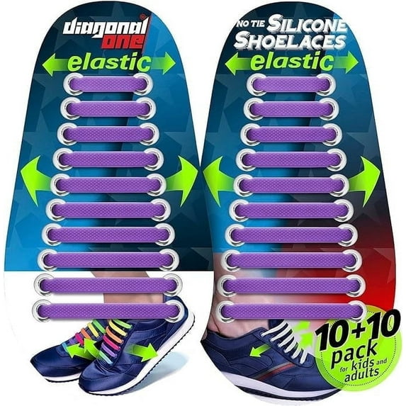 Diagonal One Elastic No Tie Shoe Laces for Adults Sneakers & Kids Sneakers fits Mens, Womens & Unisex Rubber Shoes