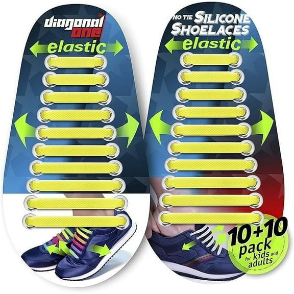 Diagonal One Elastic No Tie Shoe Laces for Adults Sneakers & Kids Sneakers fits Mens, Womens & Unisex Rubber Shoes