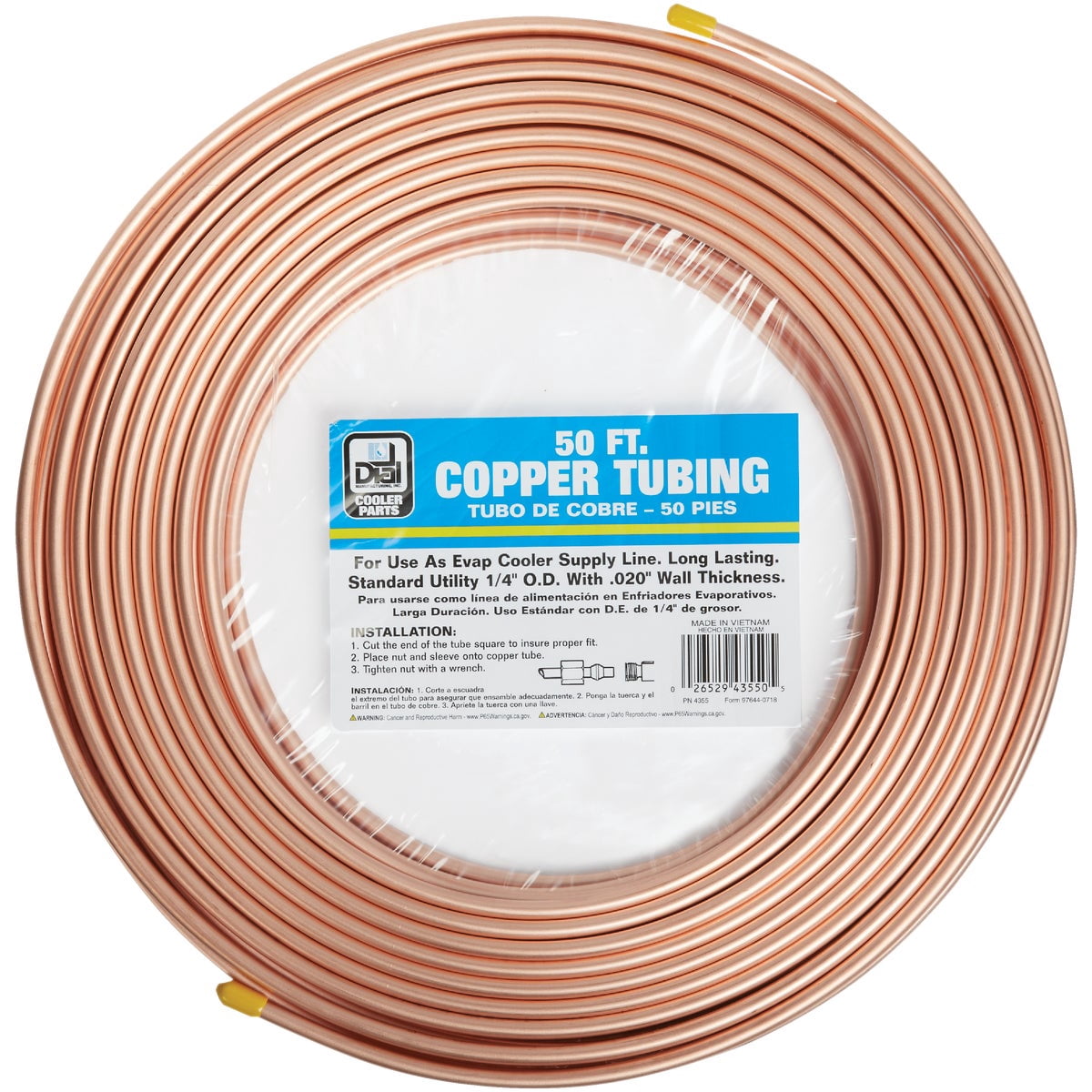 DIAL 4355 Copper Tube, 1/4 in OD X 50 ft L X 0.02 in