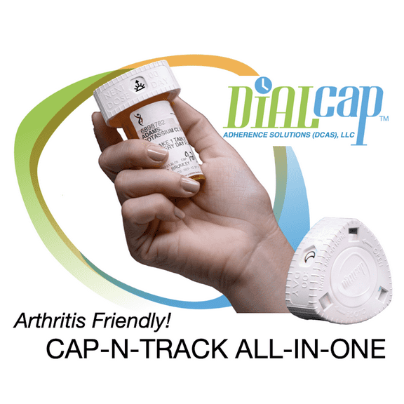 DIALCAP 3 Pack, AM/PM Accurate Pill Reminder & Tracker Caps with Bottles, Reusable, Ergonomic, White