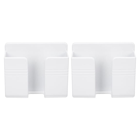 FUEENIRVA 2-Pack White Wall Mount Holders for Phones and Remote Controls with Strong Adhesive, Perfect for Home Organization and Space Saving