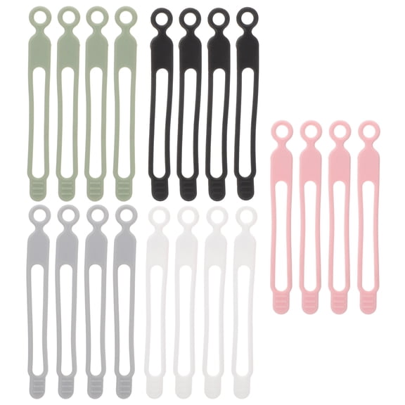 FUEENIRVA Dially 20pcs Reusable Silicone Cable Ties Cord Organizer for Earphone Audio Cable