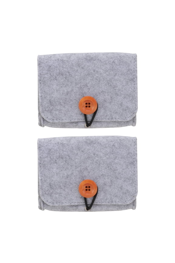Multi-Purpose Travel Pouch Grey Sturdy Felt and Non-Woven Fabric 2Pcs