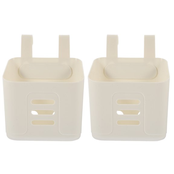 FUEENIRVA 2-Pack White Plastic Hanging Storage Baskets for Kitchen, Bathroom, Home Organization and Space-Saving Storage Solutions