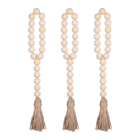FUEENIRVA Natural Wood Beads Decor Beige 3Pcs