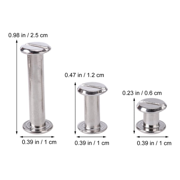 FUEENIRVA 60pcs Round Flat Binding Screws for Books, Documents, Albums - , 0.4 x 0.4 x 1 inch Fasteners