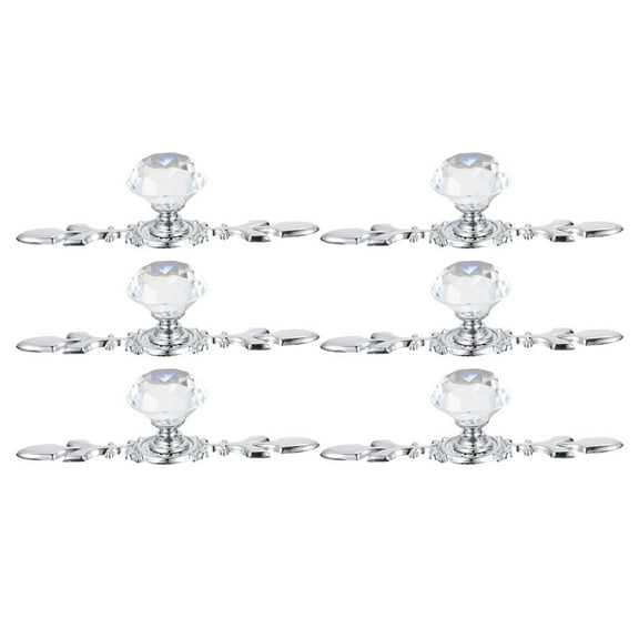 DIALLY 6Pcs Crystal Drawer Handle Drawer Furniture Knobs Crystal Door Handles Dresser Drawer Handles