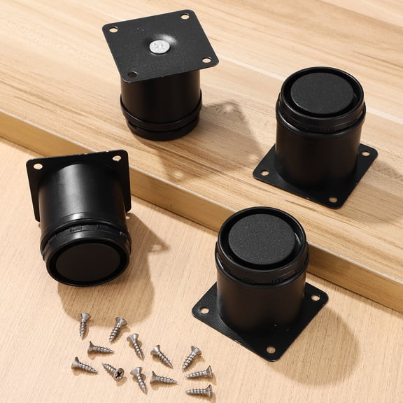 FUEENIRVA Adjustable Black Steel Furniture Legs for Sofa Cabinet Table with Mounting Screws Included