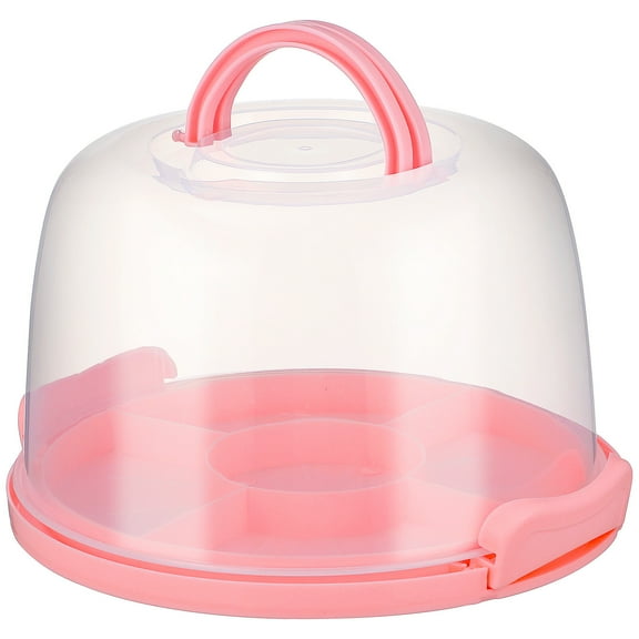 FUEENIRVA Pink PP Cake Container with Handle for Cakes and Desserts Storage